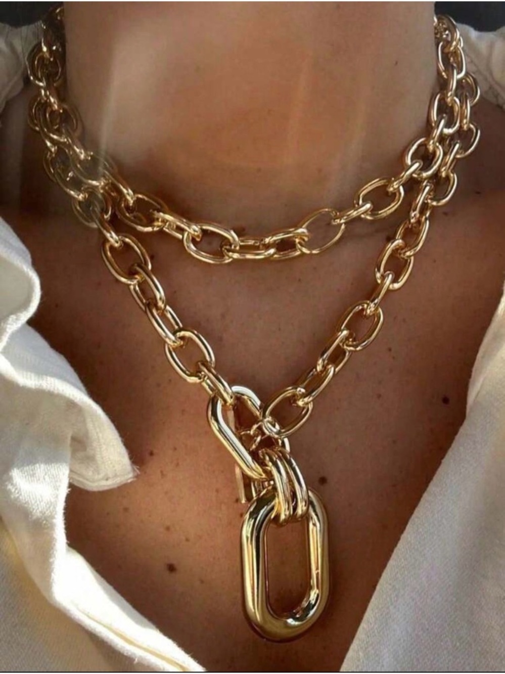 Gold Link Statement Necklace - Designer Style